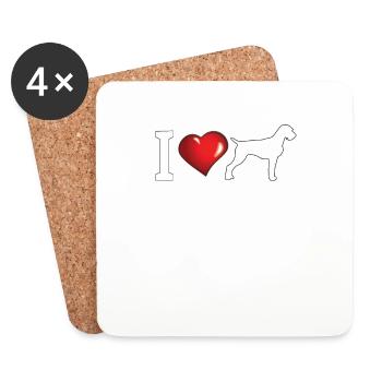 Chiens Propriétaires allemands de chiens à poil dur - Dessous de verre (lot de 4) - blanc - Devant