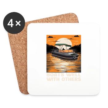 Boats Well With Others Lake Life Motorboating - Coasters (set of 4) - white - Front