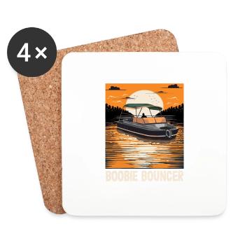 Boobie Bouncer Funny Motorboating Quote Pontoon - Untersetzer (4er-Set) - Weiß - Vorne
