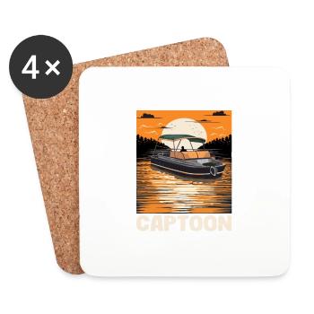Captoon Captain Papa Pontoon King Father's Day - Untersetzer (4er-Set) - Weiß - Vorne