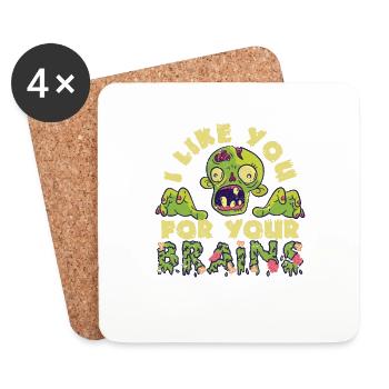 Je t’aime pour ton cerveau drôle Halloween - Dessous de verre (lot de 4) - blanc - Devant