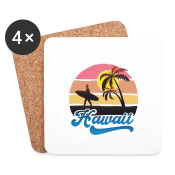 Hawaii Surf Sunset Beach Design - Coasters (set of 4) - white - Front