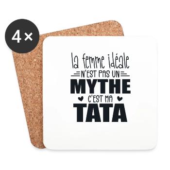 La Femme Idéale N'est Pas Un Mythe C'est Ma Tata - Dessous de verre (lot de 4) - blanc - Devant
