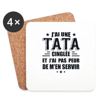 J'ai Une Tata Cinglée - Dessous de verre (lot de 4) - blanc - Devant