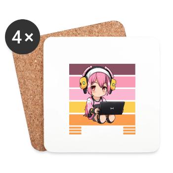 Gaming Console PC Gamer Girl Gamer Girl - Coasters (set of 4) - white - Front