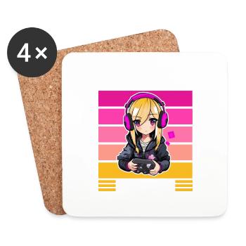 Gaming Console PC Gamer Girl Gamer Girl - Coasters (set of 4) - white - Front