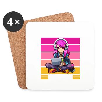 Gaming Console PC Gamer Girl Gamer Girl - Coasters (set of 4) - white - Front
