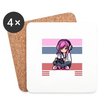 Gaming Console PC Gamer Girl Gamer Girl - Coasters (set of 4) - white - Front