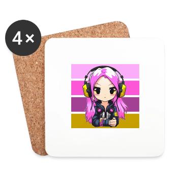Gaming Console PC Gamer Girl Gamer Girl - Coasters (set of 4) - white - Front