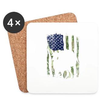 Camo US Amerika Flagge Truthahn Tag Jagd Thanks - Untersetzer (4er-Set) - Weiß - Vorne
