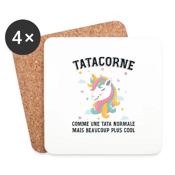Tatacorne Tata Licorne Humour cadeau - Dessous de verre (lot de 4) - blanc - Devant