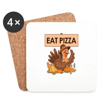 Turkey Autumn Food Pizza Vegan Funny - Coasters (set of 4) - white - Front