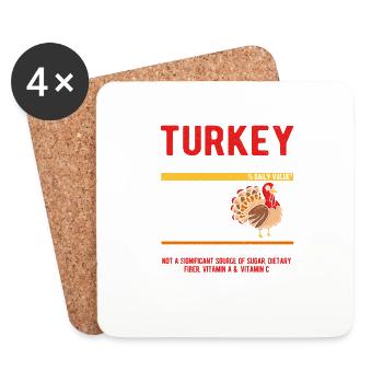 Lustig Thanksgiving Day Essen Türkei Ernährung - Untersetzer (4er-Set) - Weiß - Vorne
