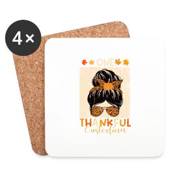 Eine dankbare Hausmeisterin Lustig Thanksgiving - Untersetzer (4er-Set) - Weiß - Vorne