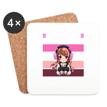Gaming Console PC Gamer Girl Gamer Girl - Coasters (set of 4) - white - Front