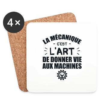La Mécanique C'Est L'Art De Donner Vie Aux Machine - Dessous de verre (lot de 4) - blanc - Devant