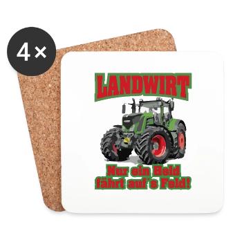 Landwirt Nur ein Held fährt auf´s Feld Bauer - Untersetzer (4er-Set) - Weiß - Vorne