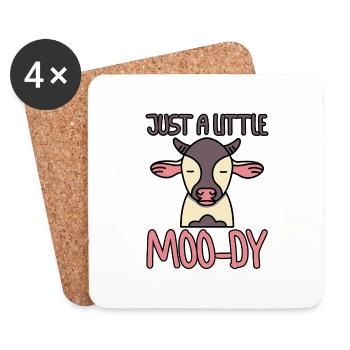 Just A Little Moo-dy - Coasters (set of 4) - white - Front