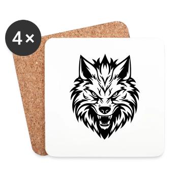 Wolf - Untersetzer (4er-Set) - Weiß - Vorne