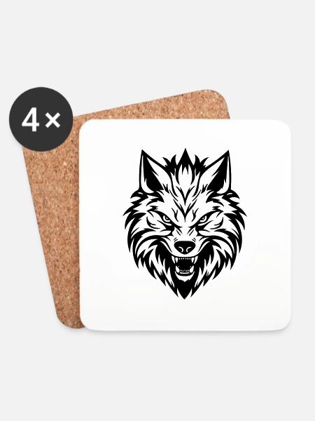 Wolf - Untersetzer (4er-Set) - Weiß