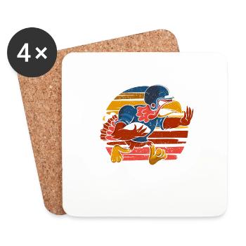 Thanksgiving Turkey Football Player Coach Fan - Coasters (set of 4) - white - Front