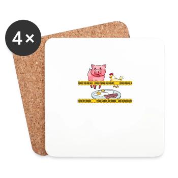 Do not cross police line Pig Chicken Egg - Coasters (set of 4) - white - Front