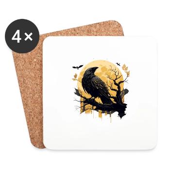 Les Vikings de Viking Saga Munin et Kunin Raven Odin - Dessous de verre (lot de 4) - blanc - Devant
