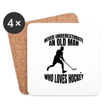 Hockey Feldhockey Geschenk Unihockey Hockeyspieler - Untersetzer (4er-Set) - Weiß - Vorne