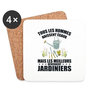 Humour Jardinier - Meilleur Jardinier Cadeau - Dessous de verre (lot de 4) - blanc - Devant