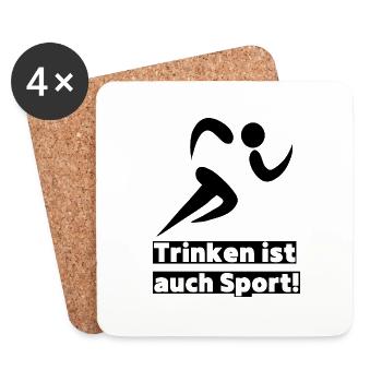 Trinken ist auch Sport! Party, Mallorca, JGA! - Untersetzer (4er-Set) - Weiß - Vorne