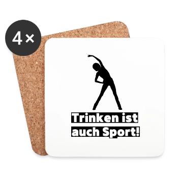 Trinken ist auch Sport! Party, Mallorca, JGA! - Untersetzer (4er-Set) - Weiß - Vorne