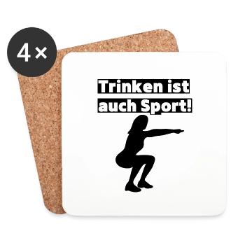 Trinken ist auch Sport! Party, Mallorca, JGA! - Untersetzer (4er-Set) - Weiß - Vorne