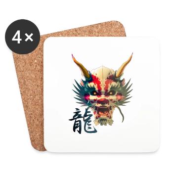 Dragon du Japon - Dessous de verre (lot de 4) - blanc - Devant