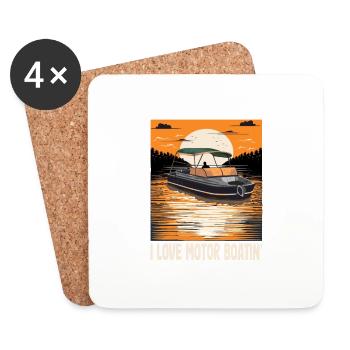 J’adore Motor Boatin' Pontooning Bateau à moteur Capitaine - Dessous de verre (lot de 4) - blanc - Devant