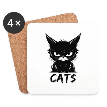 Cats Niedliches Genervtes Katzengesicht - Untersetzer (4er-Set) - Weiß - Vorne