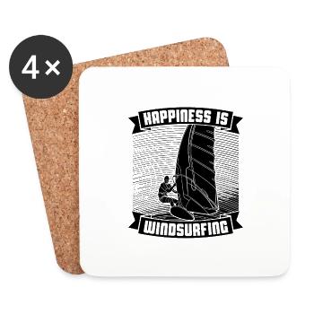 Le bonheur est planche à voile surf planche à voile amoureux - Dessous de verre (lot de 4) - blanc - Devant