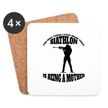 Biathlon Cadeau Sports d’hiver Skieur Biathlète - Dessous de verre (lot de 4) - blanc - Devant