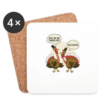 De quoi êtes-vous reconnaissant pour les dindes végétariennes dont vous parlez - Dessous de verre (lot de 4) - blanc - Devant
