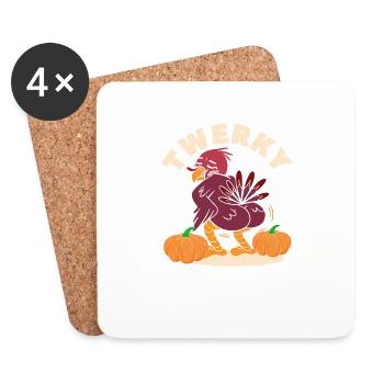 Twerky Türkei Hintern lustig Thanksgiving Twerk - Untersetzer (4er-Set) - Weiß - Vorne