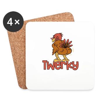Twerky Türkei Hintern lustig Thanksgiving Twerk - Untersetzer (4er-Set) - Weiß - Vorne