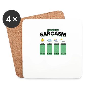 Chance auf Sarkasmus - Prognose - Humor - Untersetzer (4er-Set) - Weiß - Vorne