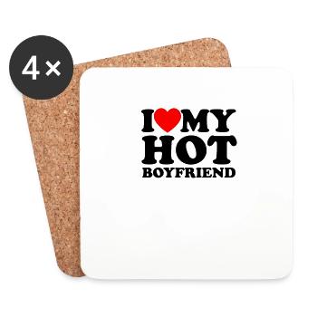 J’aime mon petit ami chaud - Romance - Dessous de verre (lot de 4) - blanc - Devant