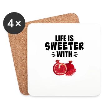 Life Is Sweeter With Pomegranate - Coasters (set of 4) - white - Front