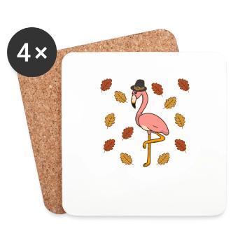 Pèlerin Rose Flamant Rose Action de grâce Automne Animal Love - Dessous de verre (lot de 4) - blanc - Devant