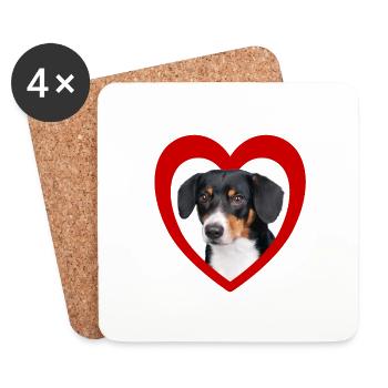 Amoureux des chiens - Dogs Heart Entlebucher Mountain Dog - Dessous de verre (lot de 4) - blanc - Devant