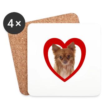 Dog Lovers - Dogs Heart - Chihuahua - Coasters (set of 4) - white - Front