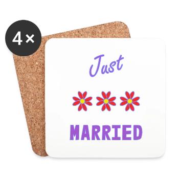 ICH HABE GERADE GEHEIRATET. Junggesellinnenabschied. HEILIGER VALENTINSTAG. PAAR. HERZ - Untersetzer (4er-Set) - Weiß - Vorne