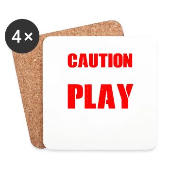 Caution Does Not Play Well With Others 63 - Coasters (set of 4) - white - Front