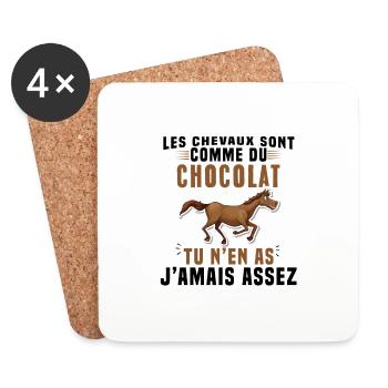 Les chevaux sont comme du chocolat - Dessous de verre (lot de 4) - blanc - Devant