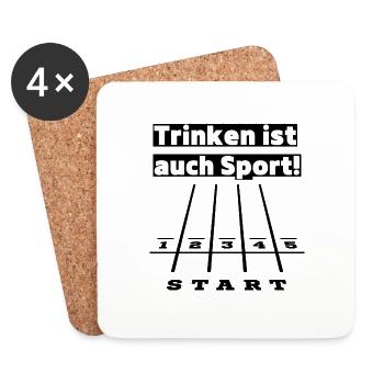 Trinken ist auch Sport! Party, Mallorca, JGA! - Untersetzer (4er-Set) - Weiß - Vorne
